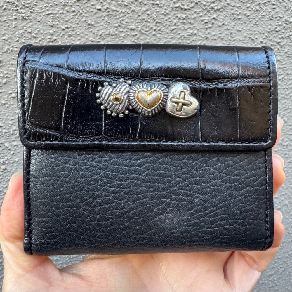 Brighton Metal Hearts Leather Wallet